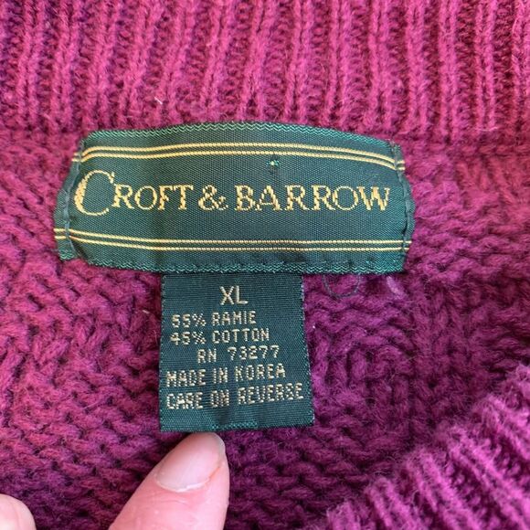 Vintage Purple Sweater Knit Croft & Barrow XL Preppy Academia Oversized - Picture 2 of 5